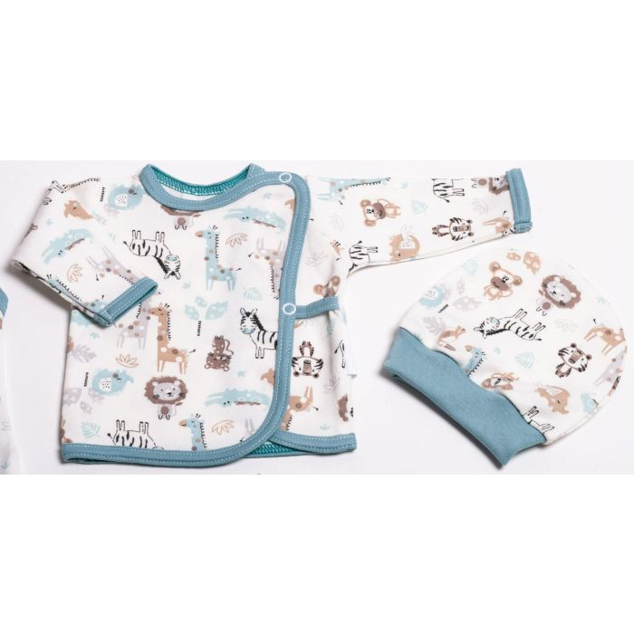 Kūdikio kraitelis - drabužėliai naujagimiui "Jungle iceberg" 5 dalių 