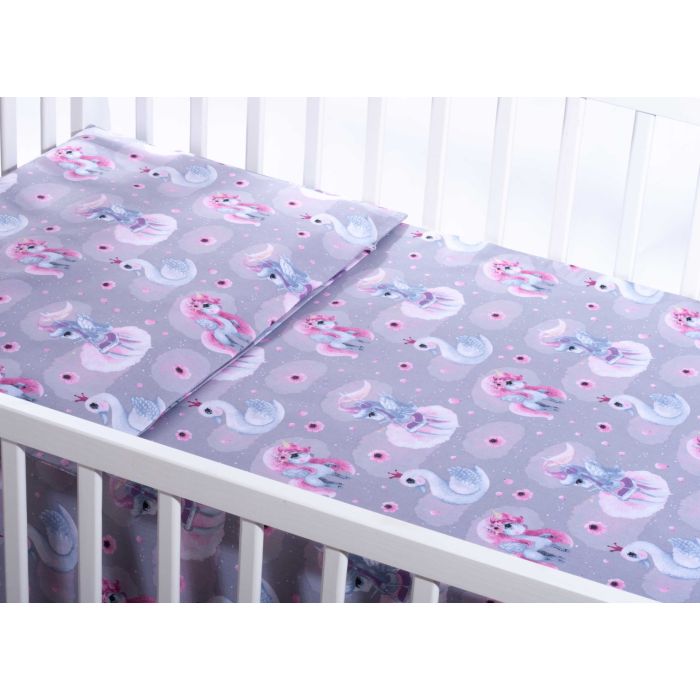 Patalynė kūdikiams 135x100 "Lovely" pilki vienaragiai