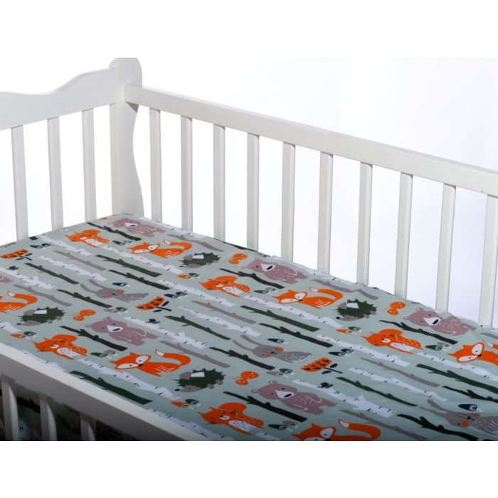 Paklodė su guma 120x60 "Forest life" - medvilninė