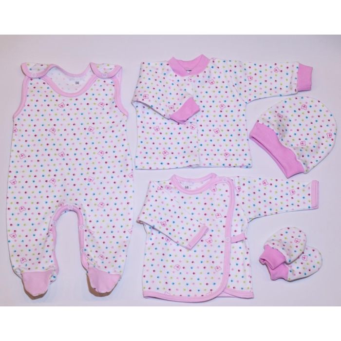 Kūdikio kraitelis - drabužėliai naujagimiui "Small bears" 5 dalių rožinis