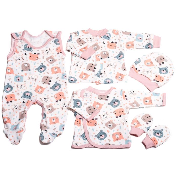 Kūdikio kraitelis - drabužėliai naujagimiui "Teddy pink" 5 dalių out of stock