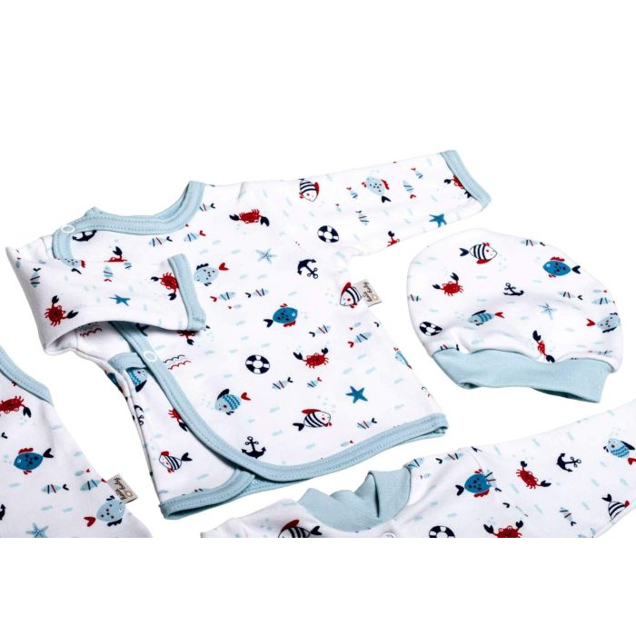 Kūdikio kraitelis - drabužėliai naujagimiui "Crabs iceberg" 5 dalių 