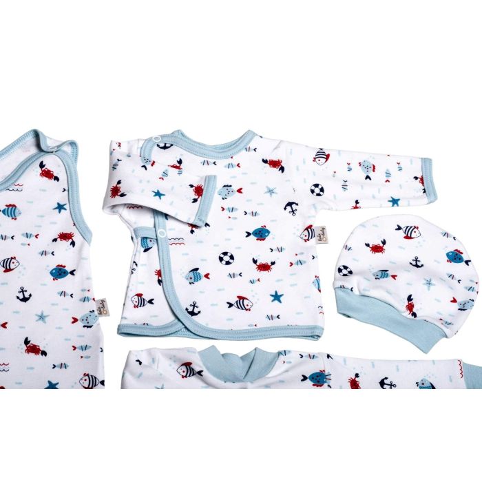 Kūdikio kraitelis - drabužėliai naujagimiui "Crabs iceberg" 5 dalių 