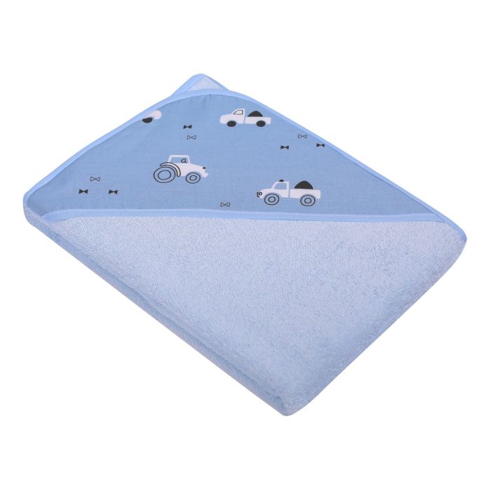 Rankšluostis kūdikiui "Traffic" su gobtuvu 100X100 cm