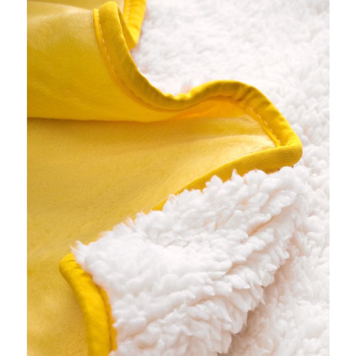 Dvipusis pledukas kūdikiui "Miško draugai" 100x75cm iš mikrofibros su 3D aplikacija geltonos sp.