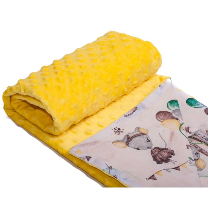 Pledas kūdikiui "Mouse" 100x75cm  geltonos spalvos