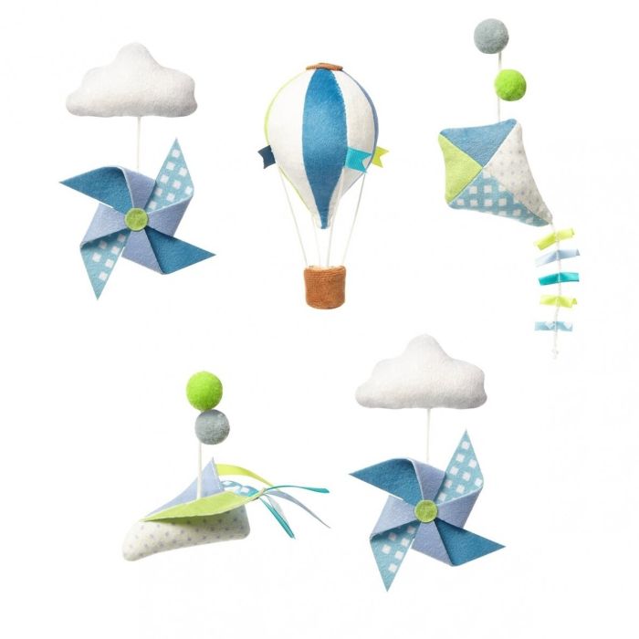 Muzikinė karuselė kūdikiui "Oro balionėlis" su minkštais žaislais