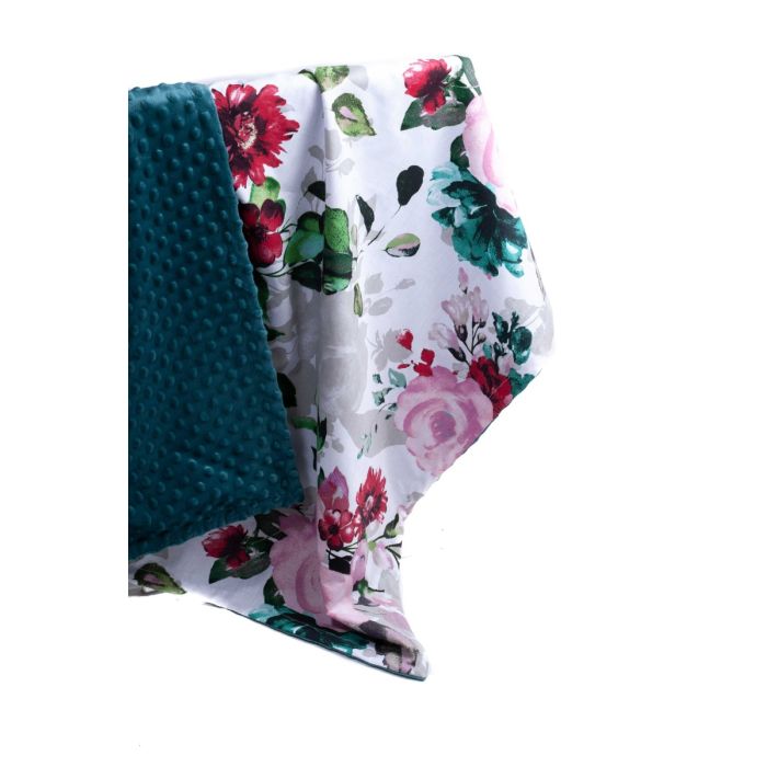 Pledas kūdikiui "Flowers" 100x75cm  smaragdo spalvos