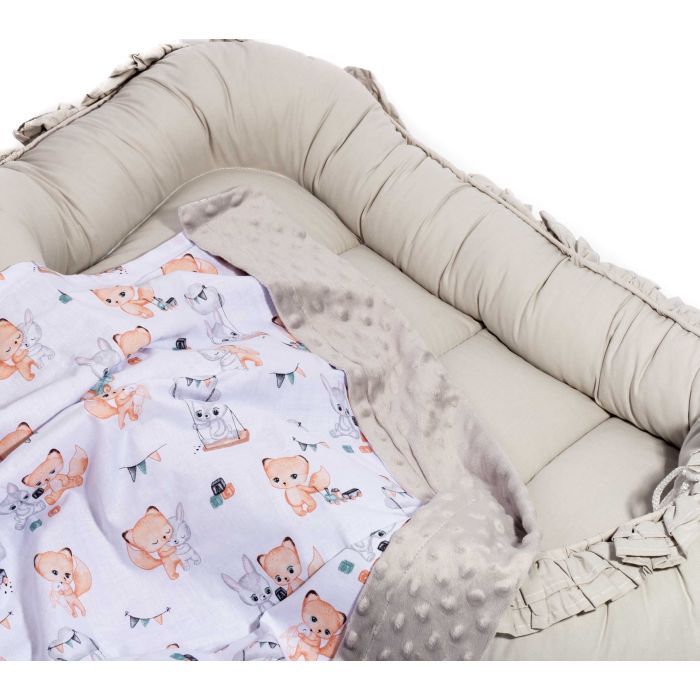 Pledas kūdikiui "Let's play" 100x75cm pilkas spalvos