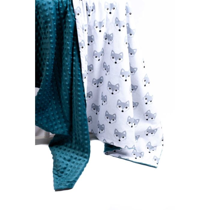 Pledas kūdikiui "Fox" 100x75cm  smaragdo spalvos