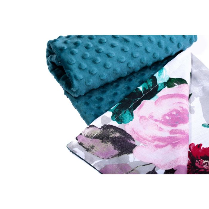 Pledas kūdikiui "Flowers" 100x75cm  smaragdo spalvos