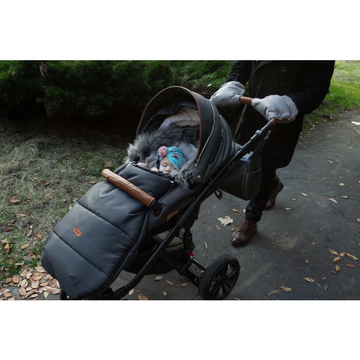 Pirštinės-mova vežimėliui ar rogėms "Warm" pilkos spalvos