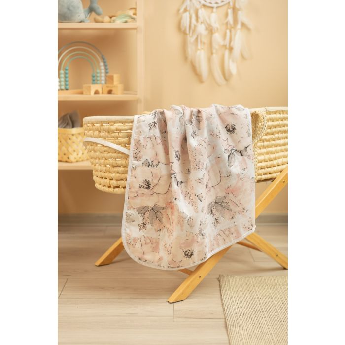 Muslino pledukas kūdikiui "Light flowers" 80x100 cm 
