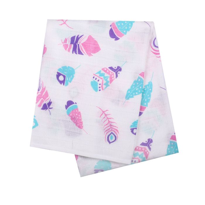 Muslino vystyklas kūdikiams "Feathers" 80x70 cm