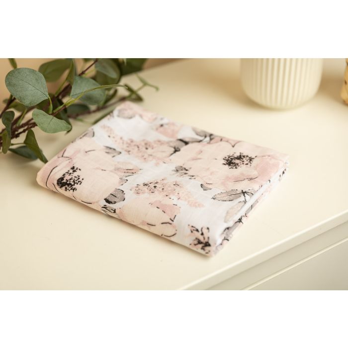 Muslino pledukas kūdikiui "Light flowers" 80x100 cm 