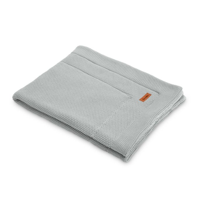 Muslino ir megztos medvilnės pledukas ir pagalvė kūdikiui "Luxury" pilkas