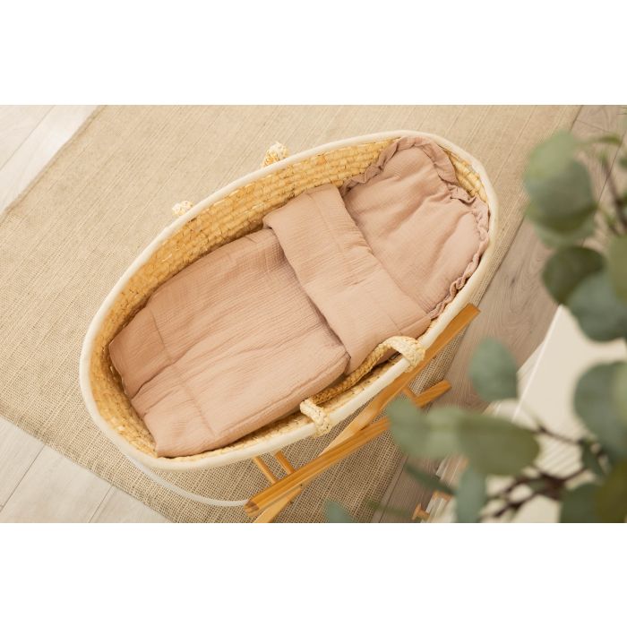 Muslino komplektas kūdikiui "Luxury soft" pledas 56x76 cm ir pagalvė 38x28 cm smėlio spalvos