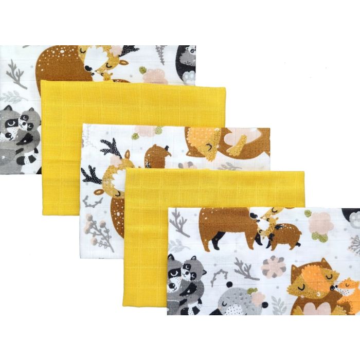 Muslino vystyklų rinkinys kūdikiams "Mini" 5 vnt 38x38 cm