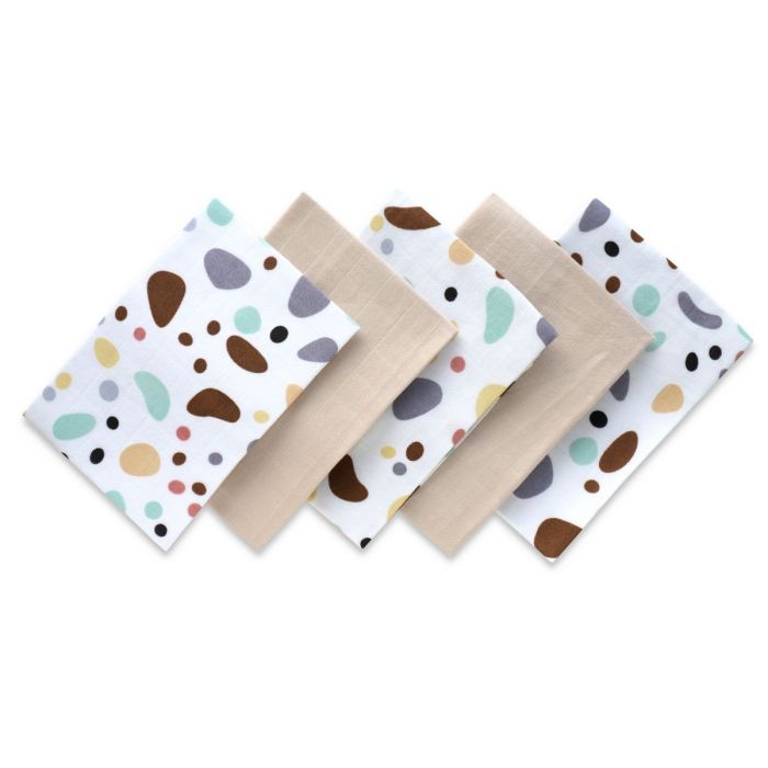 Muslino vystyklų rinkinys kūdikiams "Mini" 5 vnt 38x38 cm