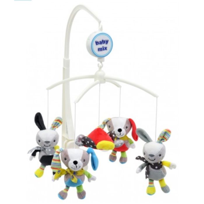 Muzikinė karuselė kūdikio lovytei "Bunny" su minkštais žaislais