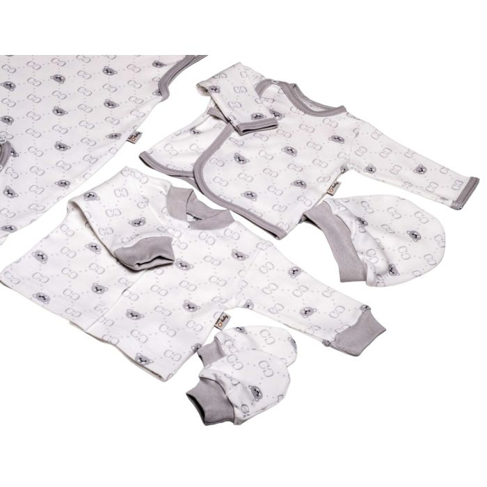 Kūdikio kraitelis - drabužėliai naujagimiui "Bear glamour" 5 dalių baltas