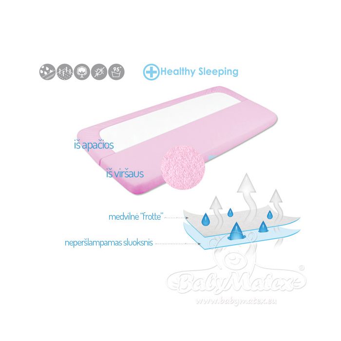 Neperšlampama paklodė su guma "Frotte" rožinės sp.