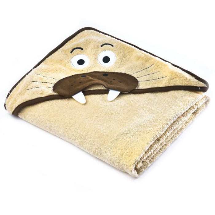 3D Rankšluostis kūdikiui "Seal" su gobtuvu 100x100cm "frotte" bež.sp.