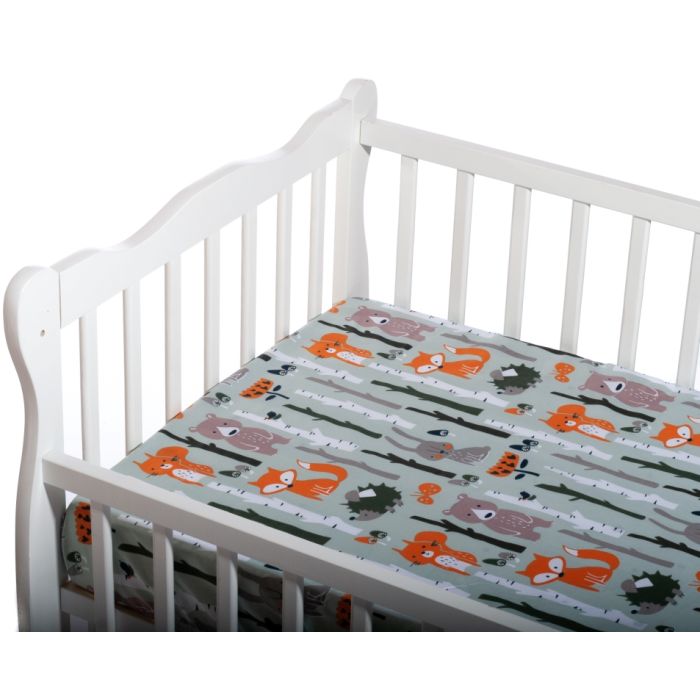 Paklodė su guma 120x60 "Forest life" - medvilninė