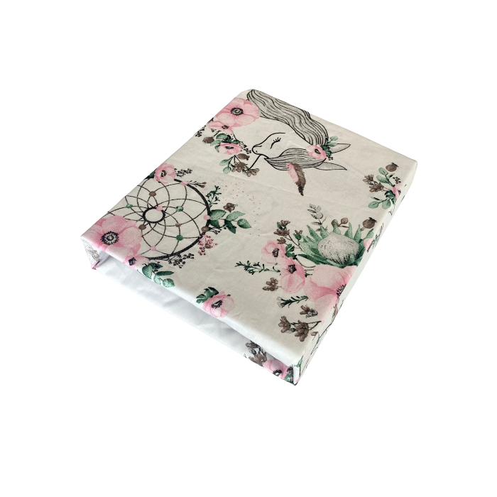 Paklodė su guma 120x60 "Unicorn"- medvilninė. Su vienaragiu