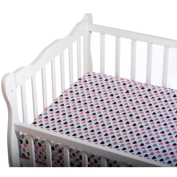 Paklodė su guma 120x60 "Love is" - medvilninė 