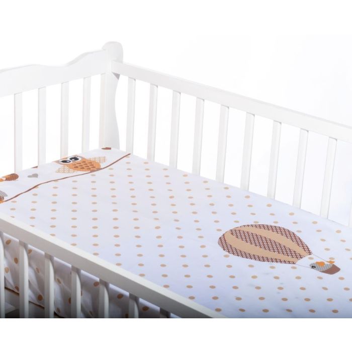 Paklodė su guma 120x60 "Owls" - medvilninė