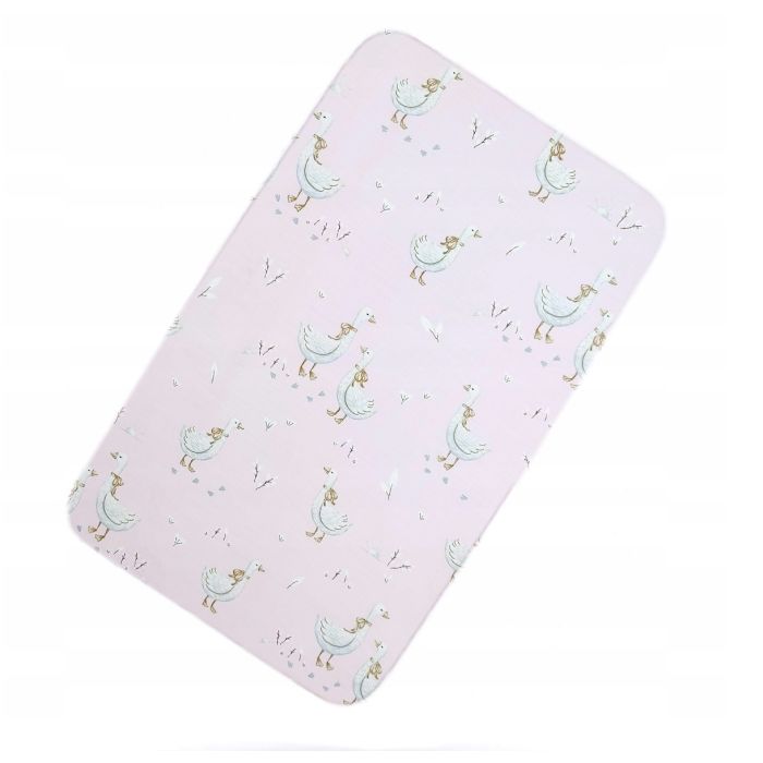 Paklode kūdikiui su guma 60x120 "Golden goose pink"- medvilninė