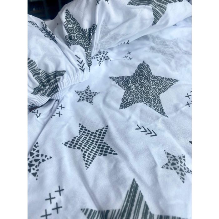 Paklodė su guma 120x60 "Galaxy white"- medvilninė