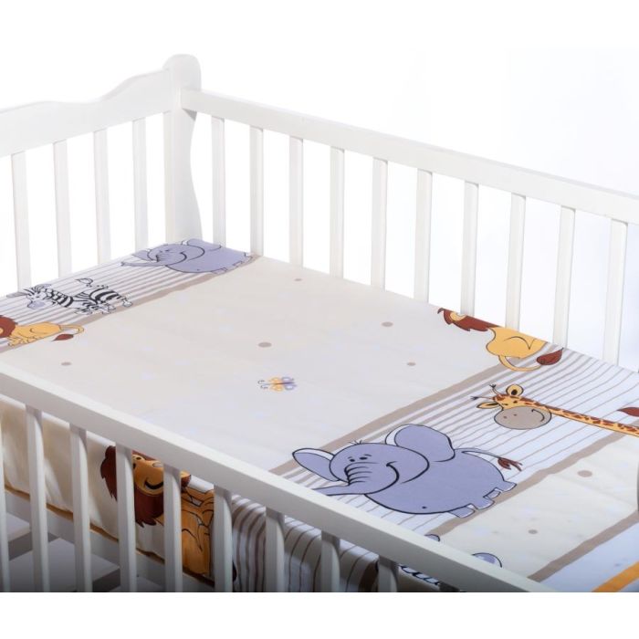 Paklodė su guma 120x60 "Zoo" - medvilninė