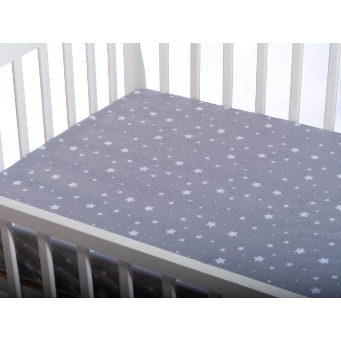Paklodė su guma 120x60 "Stella" - medvilninė, pilka
