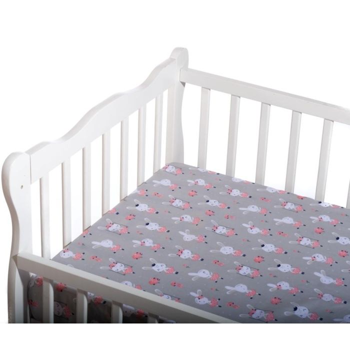 Paklodė su guma 120x60 "Doris" - medvilninė, pilka