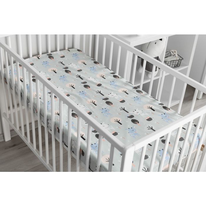 Paklodė su guma 120x60 "Rudolf" - medvilninė, pilka 