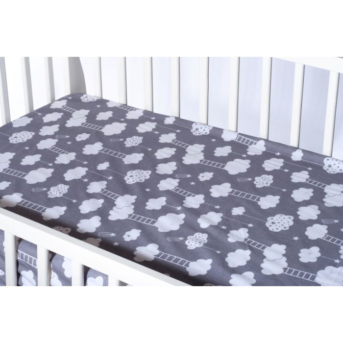 Paklodė su guma 120x60 "Dreams" - medvilninė, pilka
