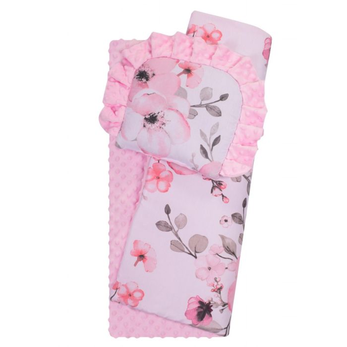 Komplektas vežimėliui "Lila" su rausvu minky 