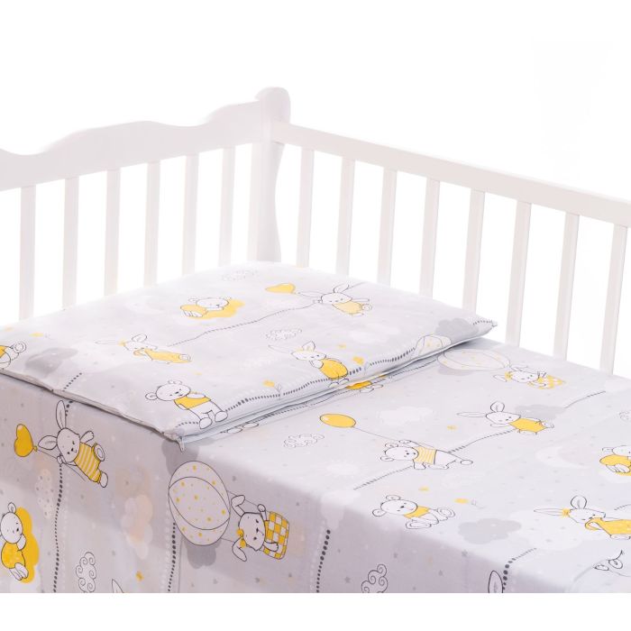 Patalynė kūdikiams 135x100 "Bunny&Balloons" geltona