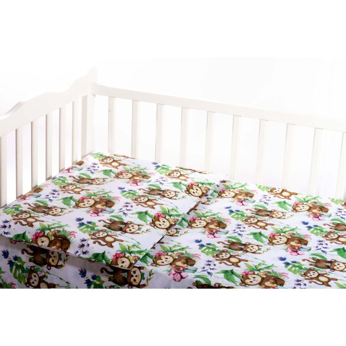 Kūdikio patalynės komplektas 135x100 "Monkey's fiesta"  