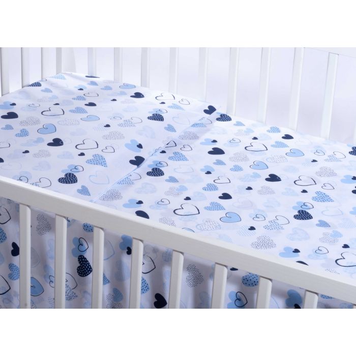Vaikiškos patalynės komplektas 135x100 "Širdelės" mėlynos sp.