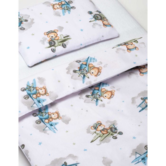 Patalynė kūdikio lopšiukui 80x70cm "Bear pilot blue" 