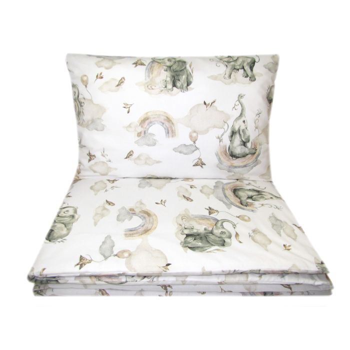 Patalynė kūdikiui su drambliukais, neutralių spalvų