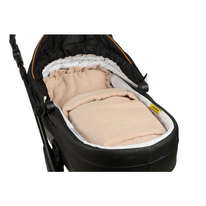 Muslino komplektas kūdikiui "Luxury soft" pledas 56x76 cm ir pagalvė 38x28 cm smėlio spalvos