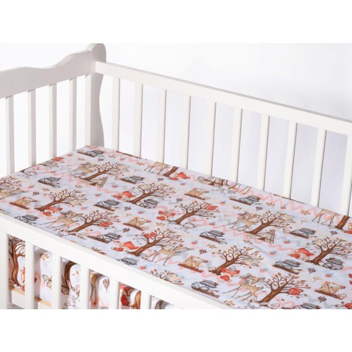 Paklodė su guma 120x60 "Raccon" - medvilninė 