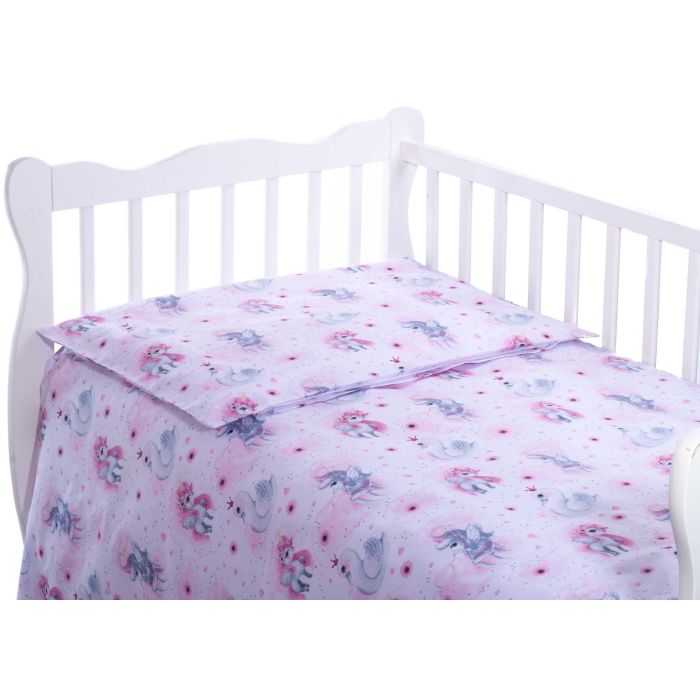 Patalynė kūdikiams 135x100 "Lovely" rožiniai vienaragiai