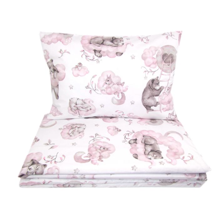 Patalynė kūdikiui 135x100 "Cosy clouds" rausvos spalvos 