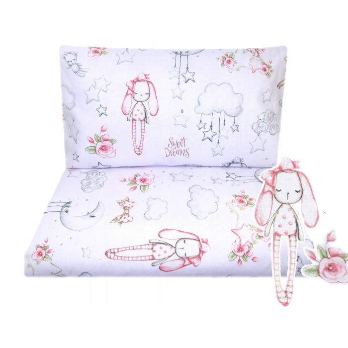 Patalynė kūdikiams 135x100 "Bunnies and stars" pilka 