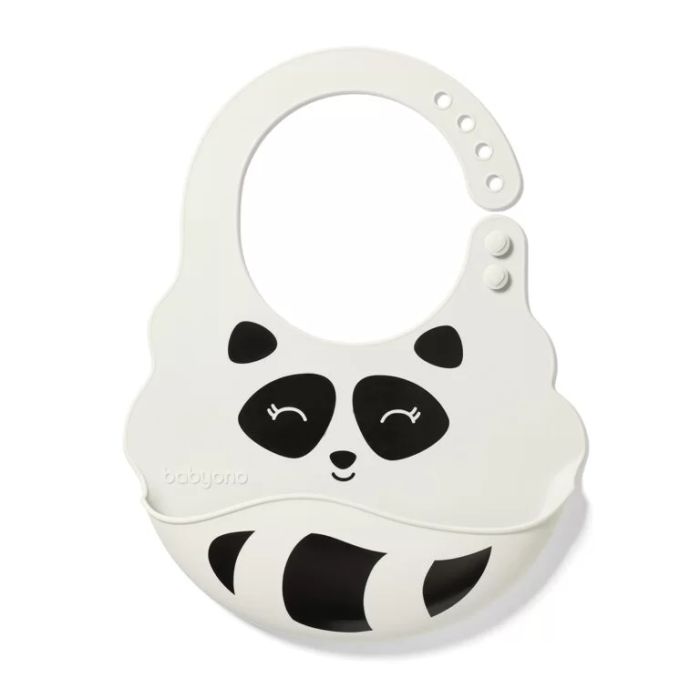 Minkštas seilinukas kūdikiui su reguliuojamu užsegimu "Raccoon"